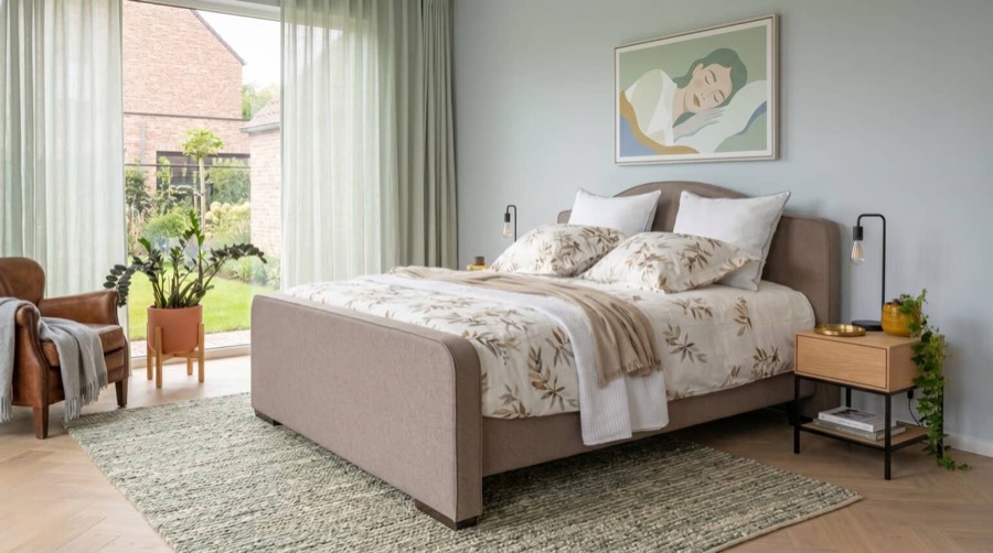 Lichte slaapkamer met een op maat gemaakte boxspring van Sleep Design